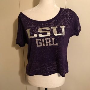 LSU crop top burnout
